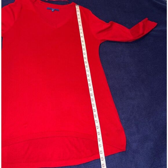 Red Tunic Knit Lightweight Sweater Top Large V Neck Apt 9 - Picture 8 of 13